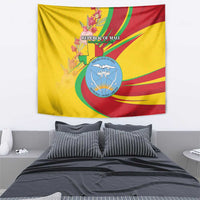 Mali Independence Day Tapestry Coat Of Arms With Hibiscus Sabdariffa - Wonder Print Shop