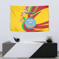 Mali Independence Day Tapestry Coat Of Arms With Hibiscus Sabdariffa - Wonder Print Shop