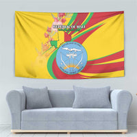 Mali Independence Day Tapestry Coat Of Arms With Hibiscus Sabdariffa - Wonder Print Shop