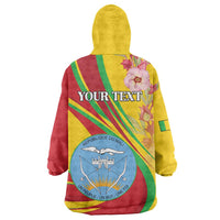 Personalized Mali Independence Day Wearable Blanket Hoodie Coat Of Arms With Hibiscus Sabdariffa - Wonder Print Shop