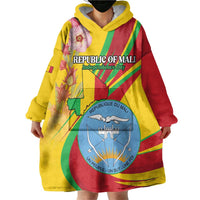 Personalized Mali Independence Day Wearable Blanket Hoodie Coat Of Arms With Hibiscus Sabdariffa - Wonder Print Shop