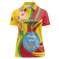 Personalized Mali Independence Day Women Polo Shirt Coat Of Arms With Hibiscus Sabdariffa - Wonder Print Shop