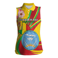 Personalized Mali Independence Day Women Sleeveless Polo Shirt Coat Of Arms With Hibiscus Sabdariffa - Wonder Print Shop