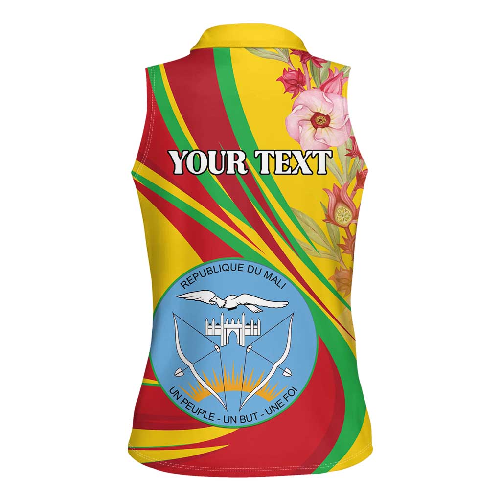 Personalized Mali Independence Day Women Sleeveless Polo Shirt Coat Of Arms With Hibiscus Sabdariffa - Wonder Print Shop