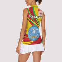 Personalized Mali Independence Day Women Sleeveless Polo Shirt Coat Of Arms With Hibiscus Sabdariffa - Wonder Print Shop