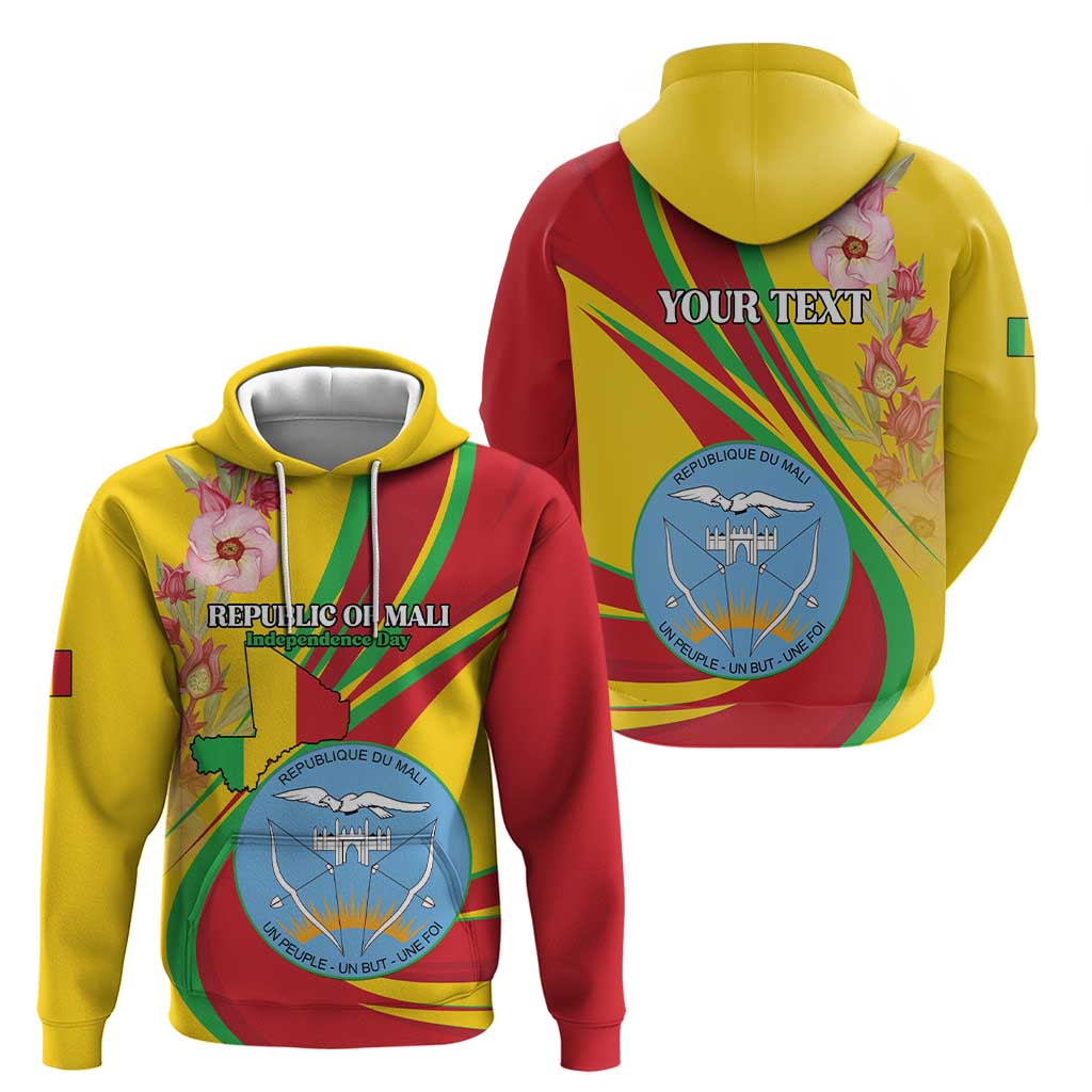 Personalized Mali Independence Day Zip Hoodie Coat Of Arms With Hibiscus Sabdariffa - Wonder Print Shop