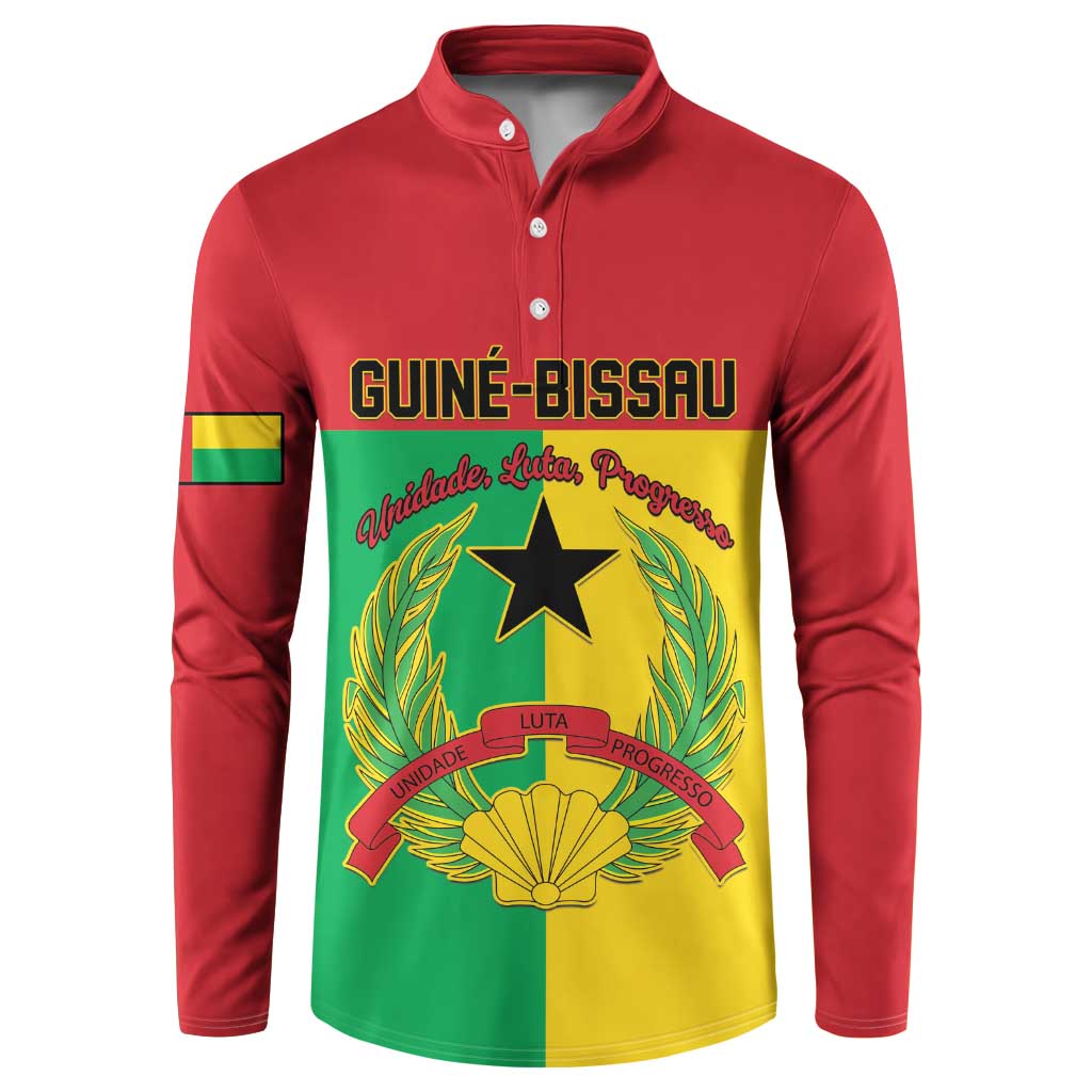 Personalized Guinea-Bissau Button Sweatshirt Coat Of Arms Flag Style - Wonder Print Shop