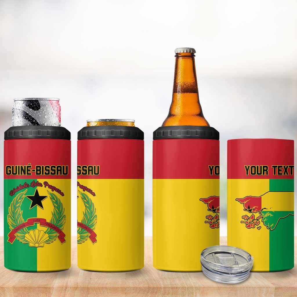 Personalized Guinea-Bissau 4 in 1 Can Cooler Tumbler Coat Of Arms Flag Style - Wonder Print Shop