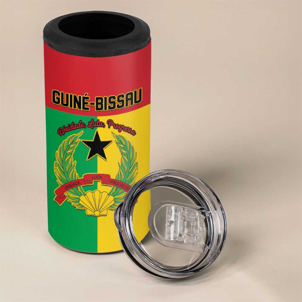 Personalized Guinea-Bissau 4 in 1 Can Cooler Tumbler Coat Of Arms Flag Style - Wonder Print Shop