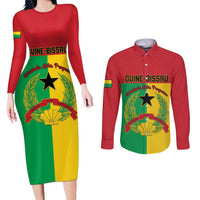 Personalized Guinea-Bissau Couples Matching Long Sleeve Bodycon Dress and Long Sleeve Button Shirt Coat Of Arms Flag Style - Wonder Print Shop