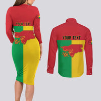 Personalized Guinea-Bissau Couples Matching Long Sleeve Bodycon Dress and Long Sleeve Button Shirt Coat Of Arms Flag Style - Wonder Print Shop