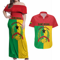 Personalized Guinea-Bissau Couples Matching Off Shoulder Maxi Dress and Hawaiian Shirt Coat Of Arms Flag Style - Wonder Print Shop