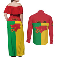 Personalized Guinea-Bissau Couples Matching Off Shoulder Maxi Dress and Long Sleeve Button Shirt Coat Of Arms Flag Style - Wonder Print Shop