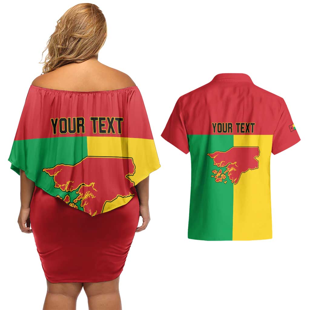 Personalized Guinea-Bissau Couples Matching Off Shoulder Short Dress and Hawaiian Shirt Coat Of Arms Flag Style - Wonder Print Shop