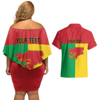 Personalized Guinea-Bissau Couples Matching Off Shoulder Short Dress and Hawaiian Shirt Coat Of Arms Flag Style - Wonder Print Shop
