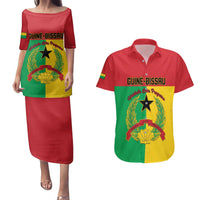 Personalized Guinea-Bissau Couples Matching Puletasi and Hawaiian Shirt Coat Of Arms Flag Style - Wonder Print Shop