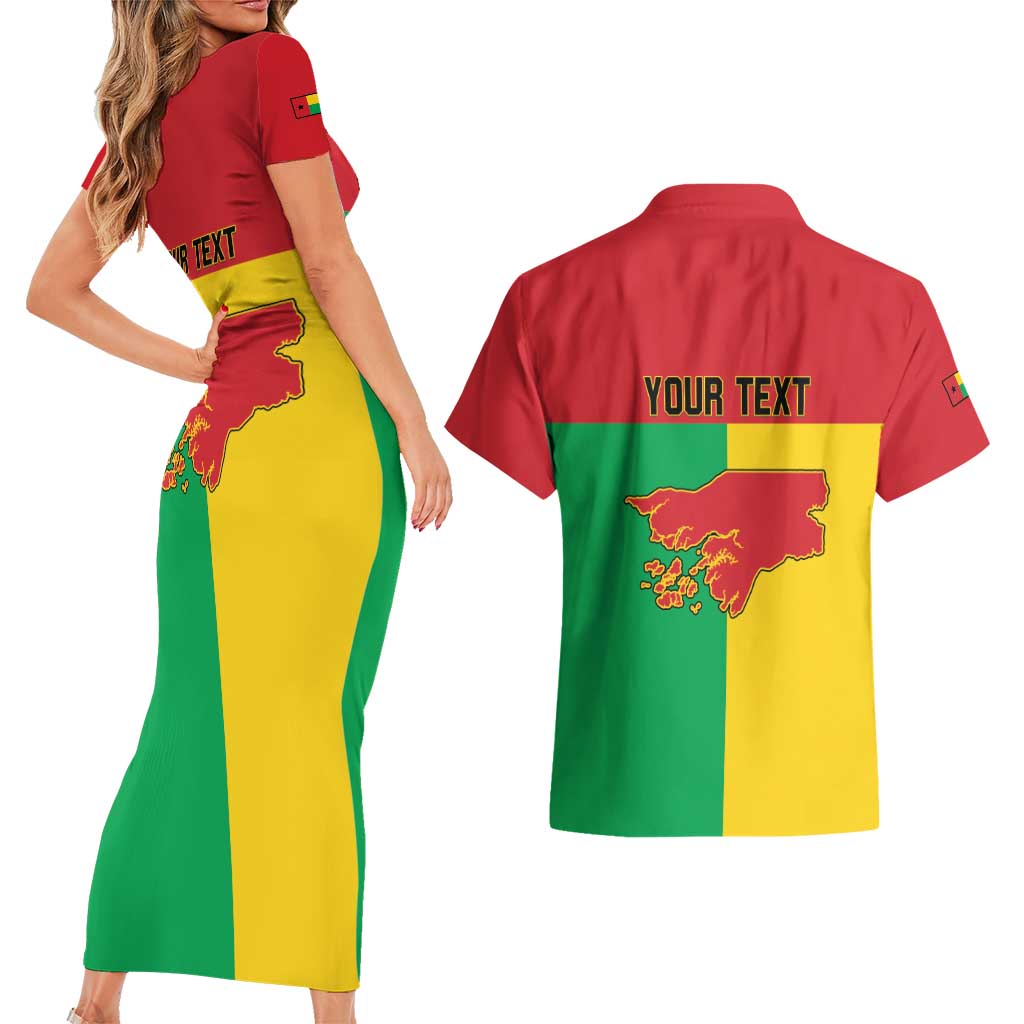 Personalized Guinea-Bissau Couples Matching Short Sleeve Bodycon Dress and Hawaiian Shirt Coat Of Arms Flag Style - Wonder Print Shop