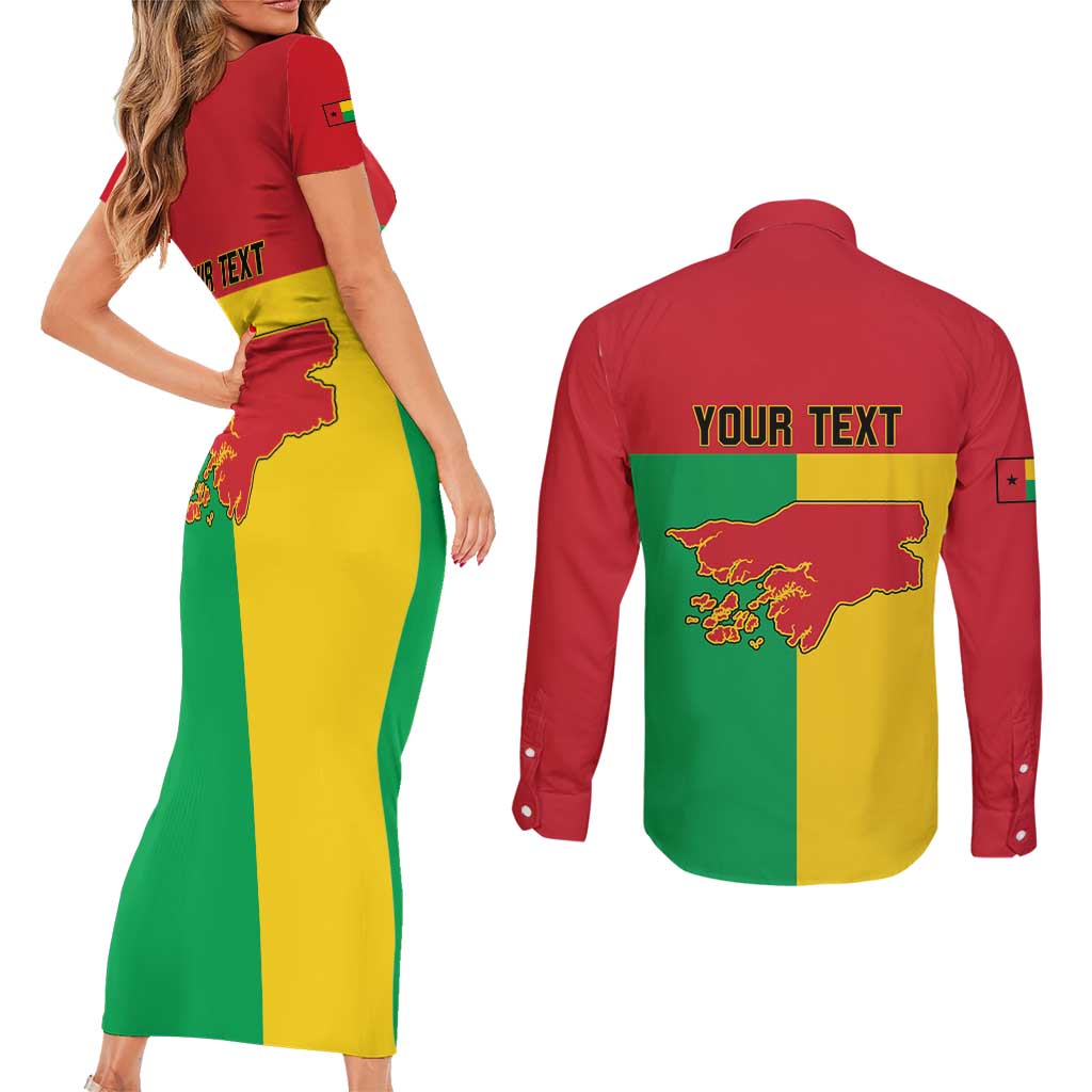 Personalized Guinea-Bissau Couples Matching Short Sleeve Bodycon Dress and Long Sleeve Button Shirt Coat Of Arms Flag Style - Wonder Print Shop