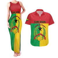 Personalized Guinea-Bissau Couples Matching Tank Maxi Dress and Hawaiian Shirt Coat Of Arms Flag Style - Wonder Print Shop