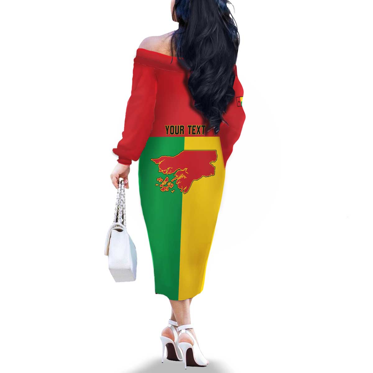 Personalized Guinea-Bissau Family Matching Off The Shoulder Long Sleeve Dress and Hawaiian Shirt Coat Of Arms Flag Style - Wonder Print Shop