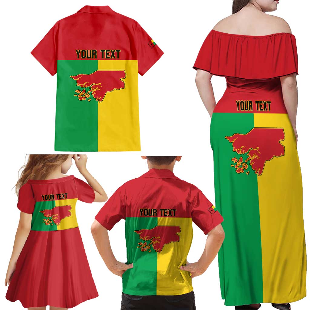 Personalized Guinea-Bissau Family Matching Off Shoulder Maxi Dress and Hawaiian Shirt Coat Of Arms Flag Style - Wonder Print Shop