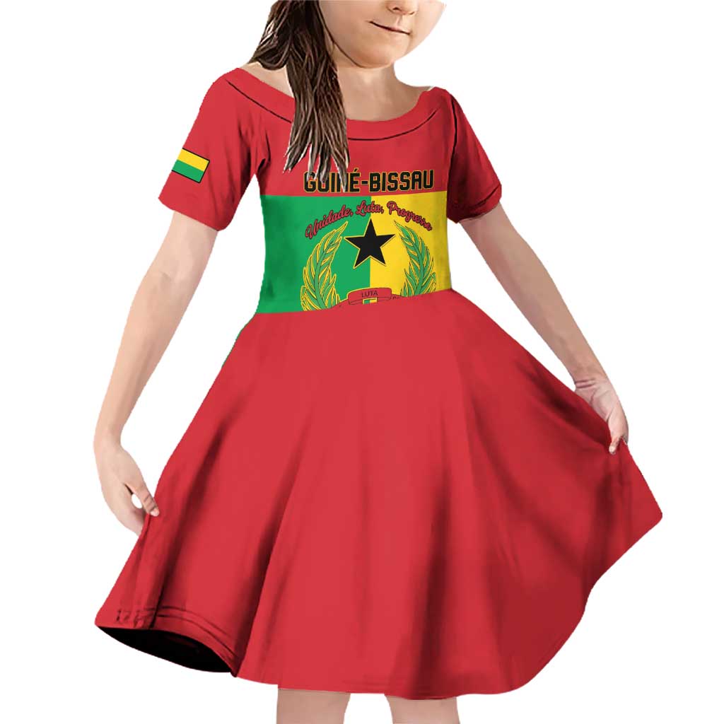 Personalized Guinea-Bissau Family Matching Off Shoulder Short Dress and Hawaiian Shirt Coat Of Arms Flag Style - Wonder Print Shop