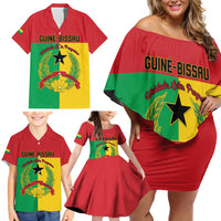 Personalized Guinea-Bissau Family Matching Off Shoulder Short Dress and Hawaiian Shirt Coat Of Arms Flag Style - Wonder Print Shop