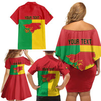 Personalized Guinea-Bissau Family Matching Off Shoulder Short Dress and Hawaiian Shirt Coat Of Arms Flag Style - Wonder Print Shop