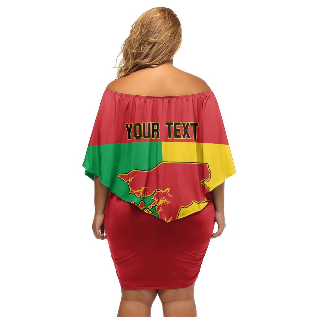 Personalized Guinea-Bissau Family Matching Off Shoulder Short Dress and Hawaiian Shirt Coat Of Arms Flag Style - Wonder Print Shop