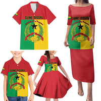 Personalized Guinea-Bissau Family Matching Puletasi and Hawaiian Shirt Coat Of Arms Flag Style - Wonder Print Shop