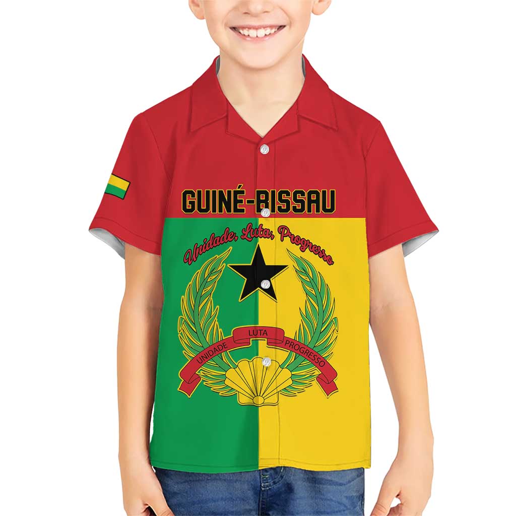 Personalized Guinea-Bissau Kid Hawaiian Shirt Coat Of Arms Flag Style - Wonder Print Shop