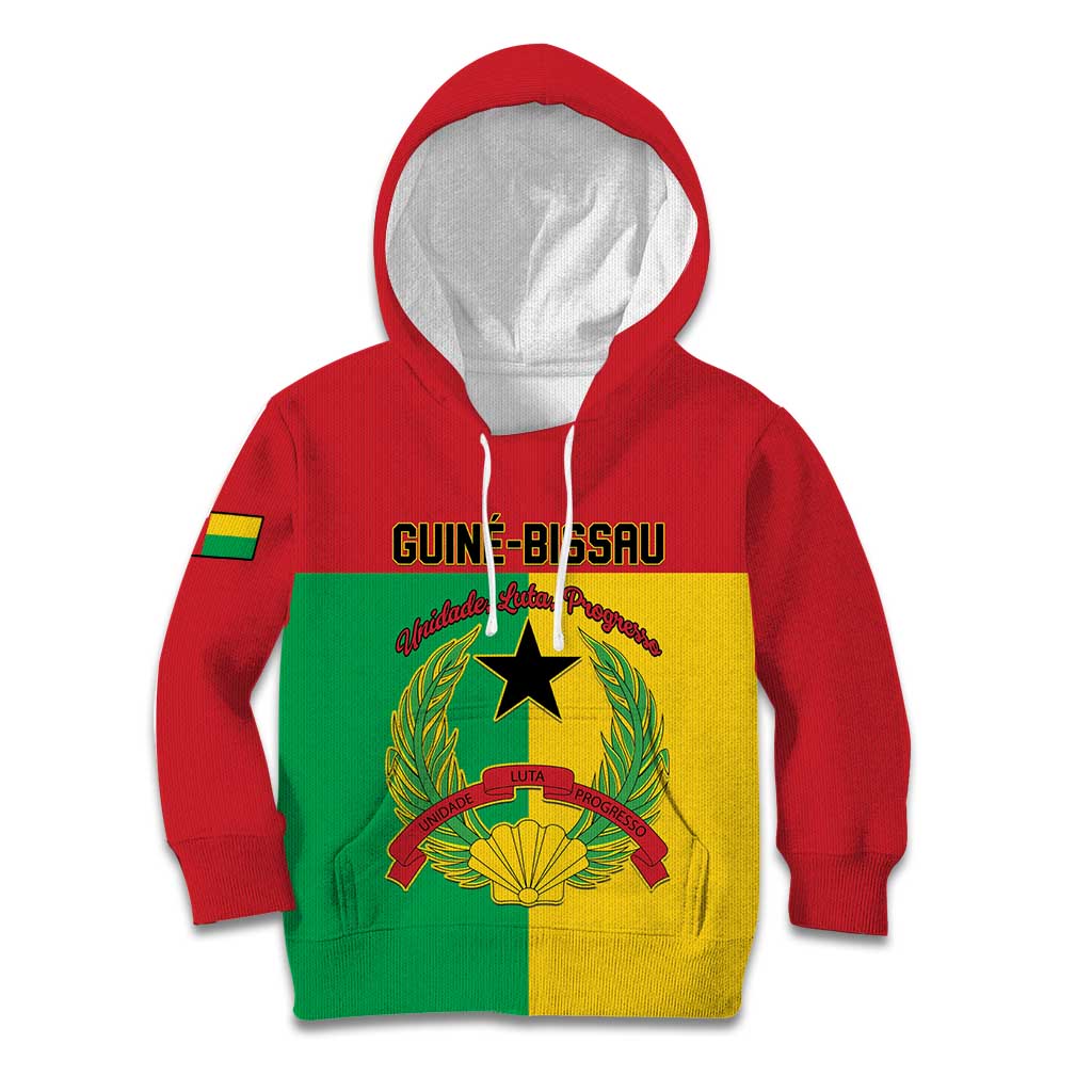 Personalized Guinea-Bissau Kid Hoodie Coat Of Arms Flag Style - Wonder Print Shop