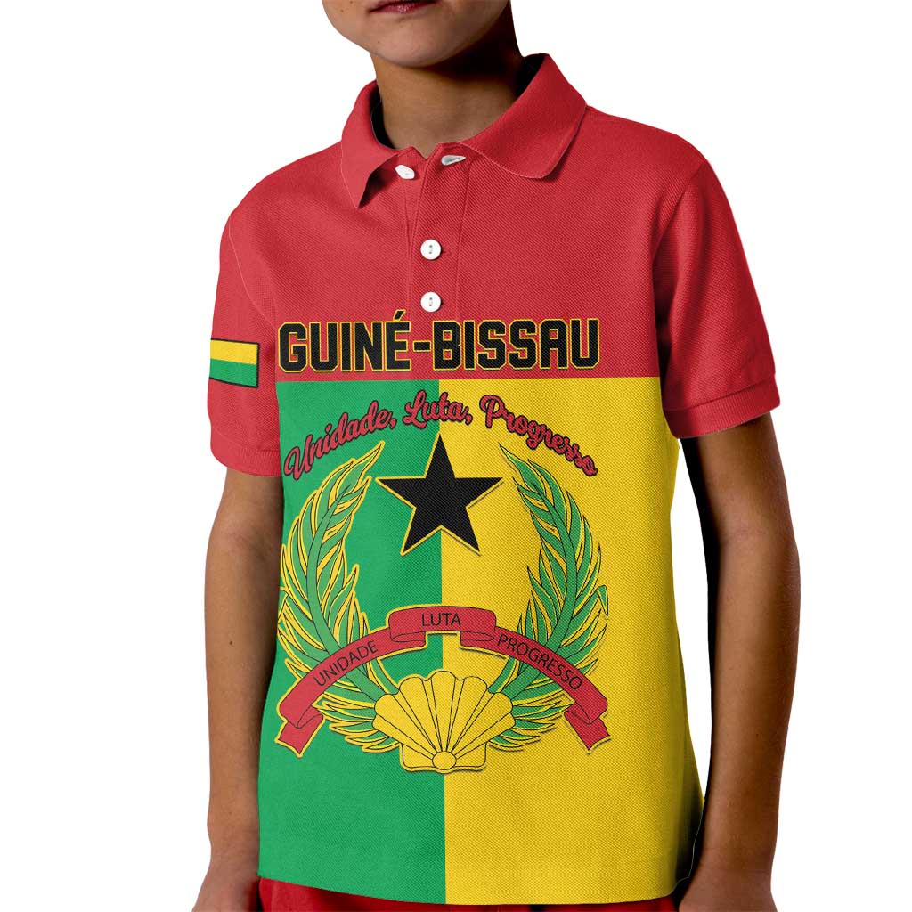 Personalized Guinea-Bissau Kid Polo Shirt Coat Of Arms Flag Style - Wonder Print Shop