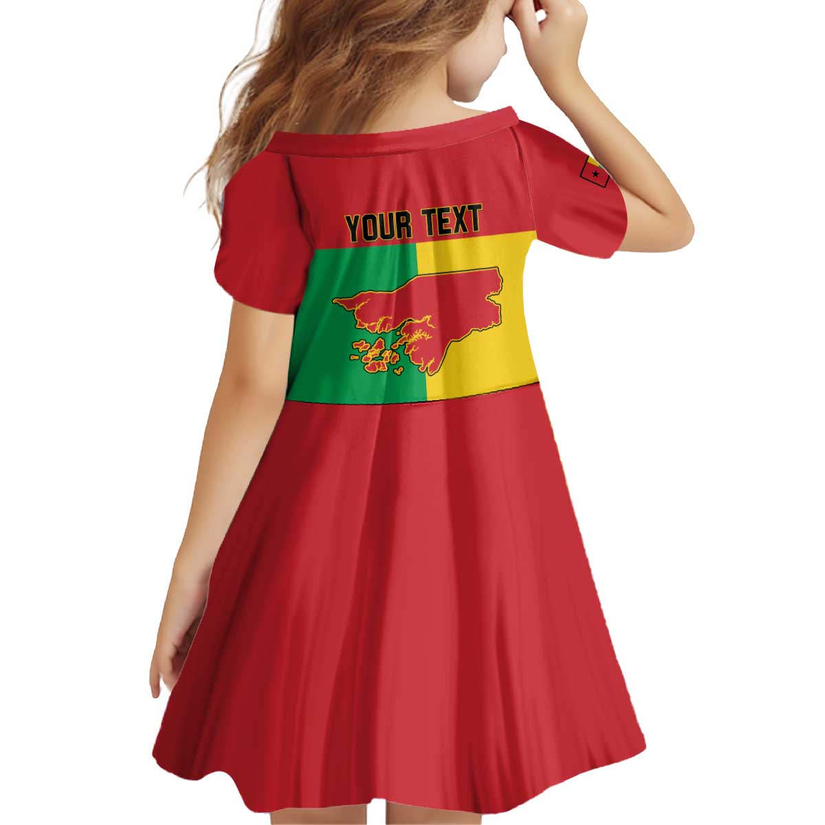 Personalized Guinea-Bissau Kid Short Sleeve Dress Coat Of Arms Flag Style - Wonder Print Shop