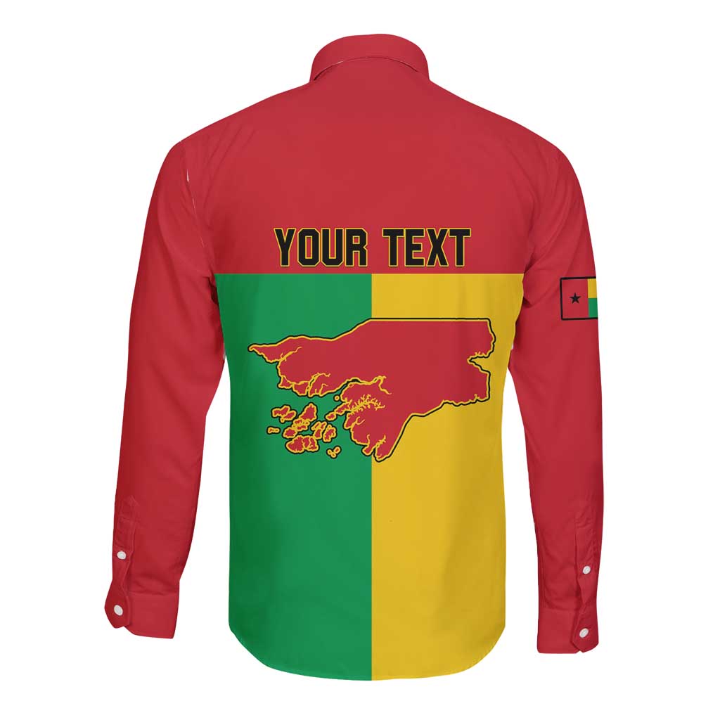 Personalized Guinea-Bissau Long Sleeve Button Shirt Coat Of Arms Flag Style - Wonder Print Shop