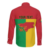 Personalized Guinea-Bissau Long Sleeve Button Shirt Coat Of Arms Flag Style - Wonder Print Shop