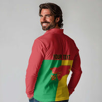 Personalized Guinea-Bissau Long Sleeve Polo Shirt Coat Of Arms Flag Style - Wonder Print Shop