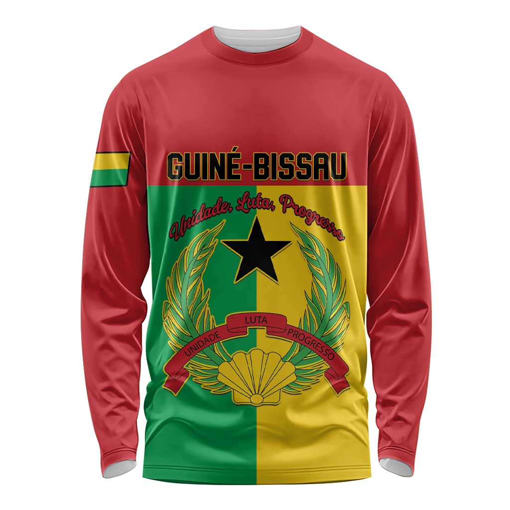 Personalized Guinea-Bissau Long Sleeve Shirt Coat Of Arms Flag Style - Wonder Print Shop