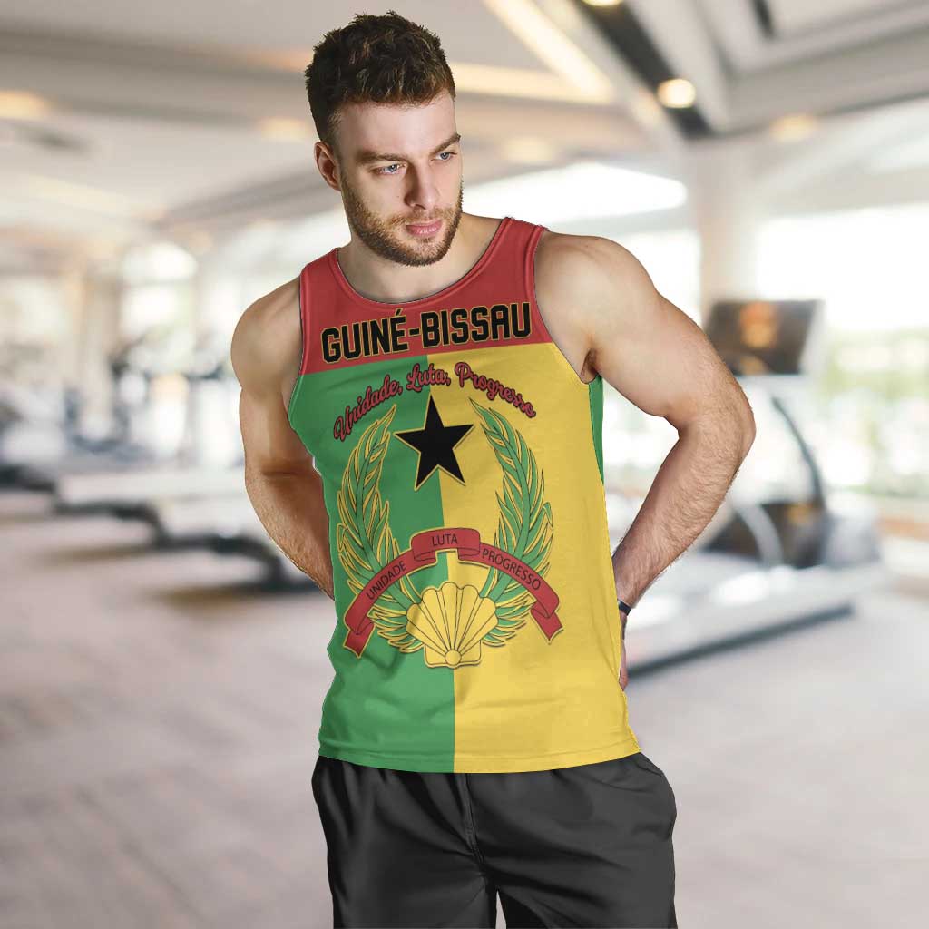 Personalized Guinea-Bissau Men Tank Top Coat Of Arms Flag Style - Wonder Print Shop