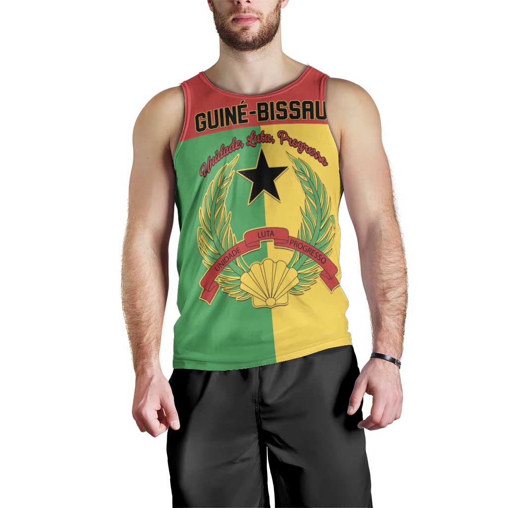 Personalized Guinea-Bissau Men Tank Top Coat Of Arms Flag Style - Wonder Print Shop