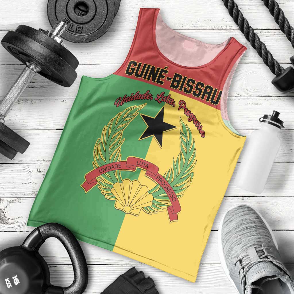 Personalized Guinea-Bissau Men Tank Top Coat Of Arms Flag Style - Wonder Print Shop