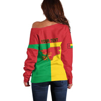 Personalized Guinea-Bissau Off Shoulder Sweater Coat Of Arms Flag Style - Wonder Print Shop