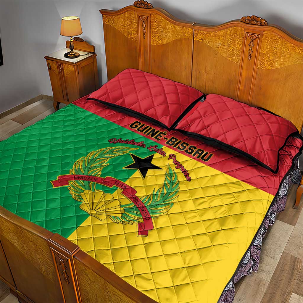 Guinea-Bissau Quilt Bed Set Coat Of Arms Flag Style - Wonder Print Shop