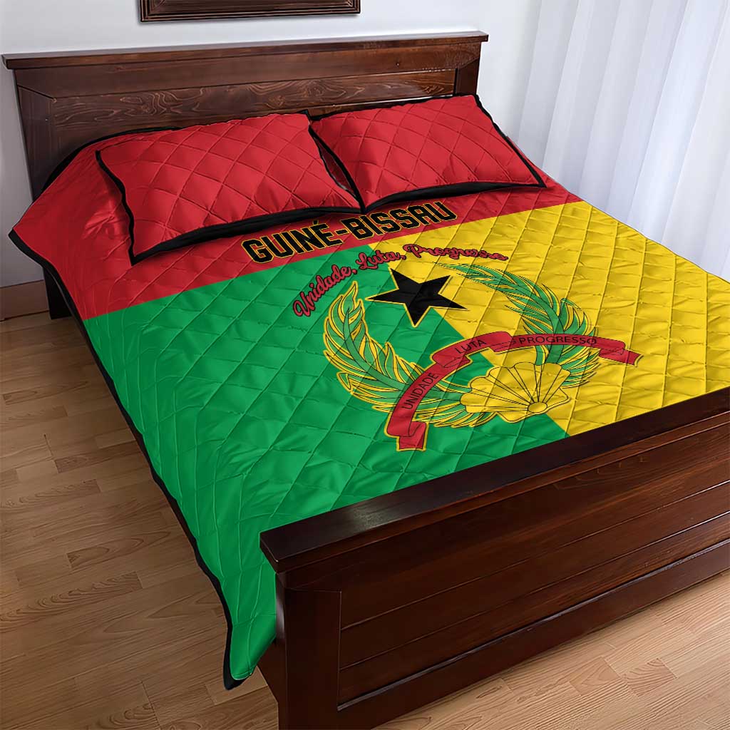 Guinea-Bissau Quilt Bed Set Coat Of Arms Flag Style - Wonder Print Shop