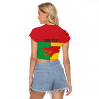 Personalized Guinea-Bissau Raglan Cropped T Shirt Coat Of Arms Flag Style - Wonder Print Shop
