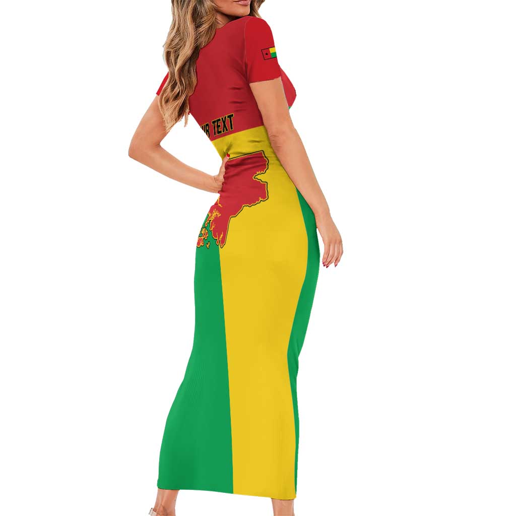 Personalized Guinea-Bissau Short Sleeve Bodycon Dress Coat Of Arms Flag Style - Wonder Print Shop