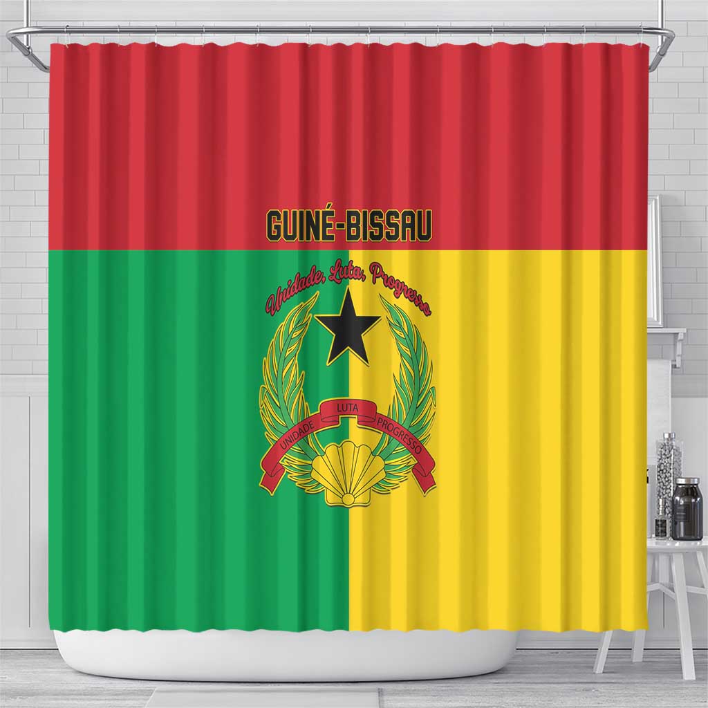 Guinea-Bissau Shower Curtain Coat Of Arms Flag Style - Wonder Print Shop