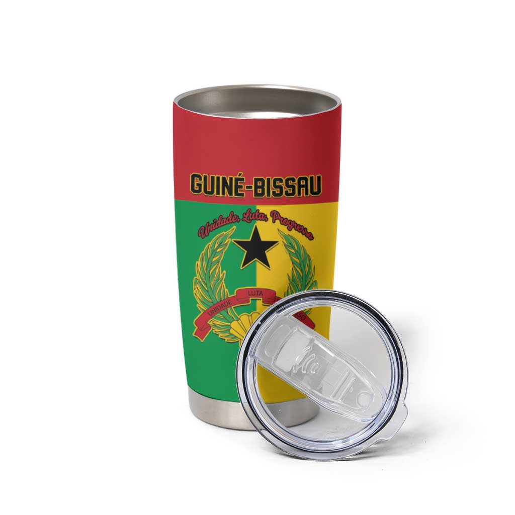 Personalized Guinea-Bissau Tumbler Cup Coat Of Arms Flag Style - Wonder Print Shop