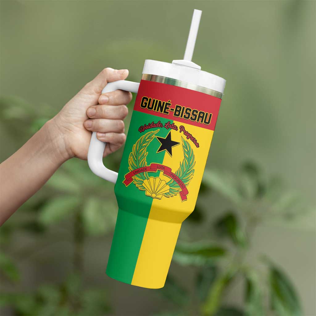 Personalized Guinea-Bissau Tumbler With Handle Coat Of Arms Flag Style - Wonder Print Shop