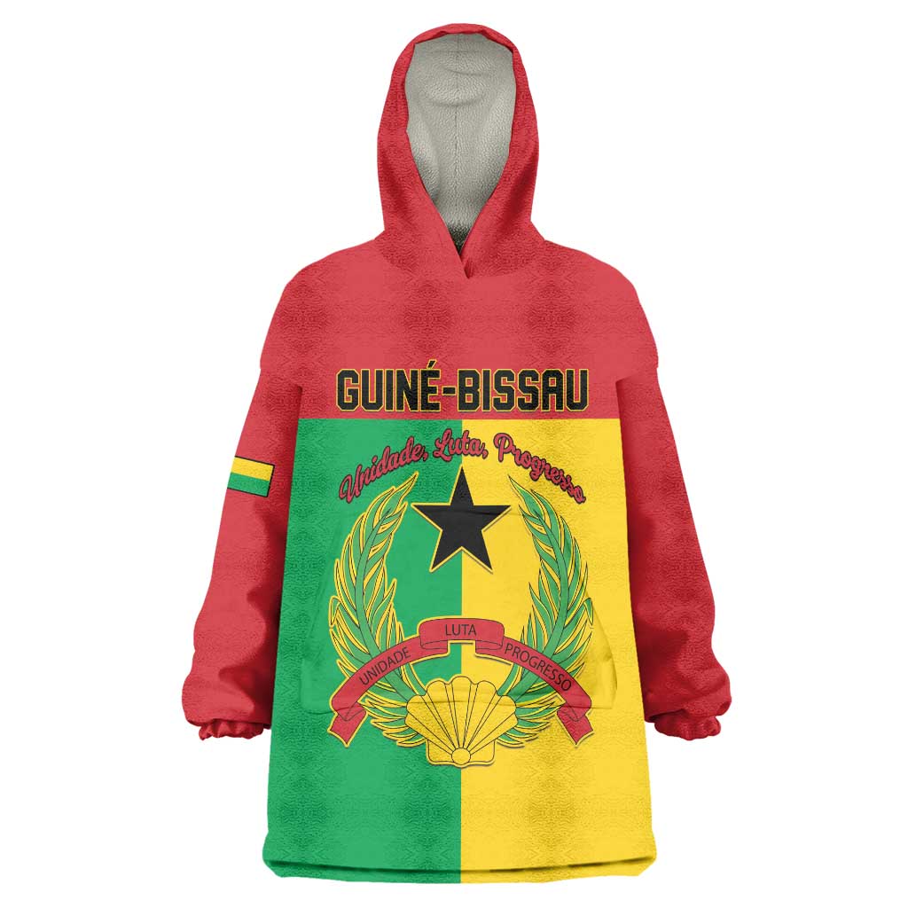 Personalized Guinea-Bissau Wearable Blanket Hoodie Coat Of Arms Flag Style - Wonder Print Shop